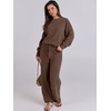 image:imageANRABESS Womens Fuzzy Fleece Pajama Sets 2 Piece Outfits Long Sleeve Top Wide Leg Pants Lounge Matching Set 2026 Fall WinterBrown