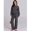 image:imageANRABESS Womens Fuzzy Fleece Pajama Sets 2 Piece Outfits Long Sleeve Top Wide Leg Pants Lounge Matching Set 2026 Fall WinterDeep Gray