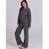 image:imageANRABESS Womens Fuzzy Fleece Pajama Sets 2 Piece Outfits Long Sleeve Top Wide Leg Pants Lounge Matching Set 2026 Fall WinterDeep Gray
