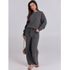 image:imageANRABESS Womens Fuzzy Fleece Pajama Sets 2 Piece Outfits Long Sleeve Top Wide Leg Pants Lounge Matching Set 2026 Fall WinterDeep Gray