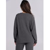 image:imageANRABESS Womens Fuzzy Fleece Pajama Sets 2 Piece Outfits Long Sleeve Top Wide Leg Pants Lounge Matching Set 2026 Fall WinterDeep Gray