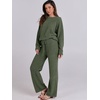 image:imageANRABESS Womens Fuzzy Fleece Pajama Sets 2 Piece Outfits Long Sleeve Top Wide Leg Pants Lounge Matching Set 2026 Fall WinterLawn Green
