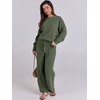 image:imageANRABESS Womens Fuzzy Fleece Pajama Sets 2 Piece Outfits Long Sleeve Top Wide Leg Pants Lounge Matching Set 2026 Fall WinterLawn Green