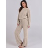 image:imageANRABESS Womens Fuzzy Fleece Pajama Sets 2 Piece Outfits Long Sleeve Top Wide Leg Pants Lounge Matching Set 2026 Fall WinterLight Khaki