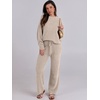 image:imageANRABESS Womens Fuzzy Fleece Pajama Sets 2 Piece Outfits Long Sleeve Top Wide Leg Pants Lounge Matching Set 2026 Fall WinterLight Khaki