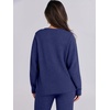 image:imageANRABESS Womens Fuzzy Fleece Pajama Sets 2 Piece Outfits Long Sleeve Top Wide Leg Pants Lounge Matching Set 2026 Fall WinterNavy Blue