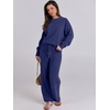 image:imageANRABESS Womens Fuzzy Fleece Pajama Sets 2 Piece Outfits Long Sleeve Top Wide Leg Pants Lounge Matching Set 2026 Fall WinterNavy Blue