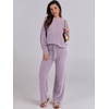 image:imageANRABESS Womens Fuzzy Fleece Pajama Sets 2 Piece Outfits Long Sleeve Top Wide Leg Pants Lounge Matching Set 2026 Fall WinterPurple