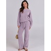 image:imageANRABESS Womens Fuzzy Fleece Pajama Sets 2 Piece Outfits Long Sleeve Top Wide Leg Pants Lounge Matching Set 2026 Fall WinterPurple