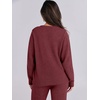 image:imageANRABESS Womens Fuzzy Fleece Pajama Sets 2 Piece Outfits Long Sleeve Top Wide Leg Pants Lounge Matching Set 2026 Fall WinterWine Red