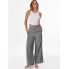 image:imageANRABESS Womens Gingham Pants Checkered Plaid Striped Boxer Wide Leg Palazzo Pants Lounge PJ Bottoms Trousers with PocketsBlack White Plaid