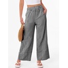 image:imageANRABESS Womens Gingham Pants Checkered Plaid Striped Boxer Wide Leg Palazzo Pants Lounge PJ Bottoms Trousers with PocketsBlack White Plaid