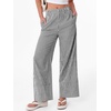 image:imageANRABESS Womens Gingham Pants Checkered Plaid Striped Boxer Wide Leg Palazzo Pants Lounge PJ Bottoms Trousers with PocketsBlack White Stripe