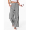 image:imageANRABESS Womens Gingham Pants Checkered Plaid Striped Boxer Wide Leg Palazzo Pants Lounge PJ Bottoms Trousers with PocketsBlack White Stripe