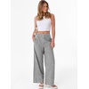 image:imageANRABESS Womens Gingham Pants Checkered Plaid Striped Boxer Wide Leg Palazzo Pants Lounge PJ Bottoms Trousers with PocketsBlack White Stripe