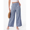 image:imageANRABESS Womens Gingham Pants Checkered Plaid Striped Boxer Wide Leg Palazzo Pants Lounge PJ Bottoms Trousers with PocketsBlue White Plaid