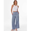 image:imageANRABESS Womens Gingham Pants Checkered Plaid Striped Boxer Wide Leg Palazzo Pants Lounge PJ Bottoms Trousers with PocketsBlue White Plaid