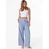 image:imageANRABESS Womens Gingham Pants Checkered Plaid Striped Boxer Wide Leg Palazzo Pants Lounge PJ Bottoms Trousers with PocketsBlue White Stripe