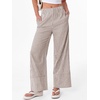 image:imageANRABESS Womens Gingham Pants Checkered Plaid Striped Boxer Wide Leg Palazzo Pants Lounge PJ Bottoms Trousers with PocketsBrown White Stripe