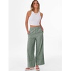 image:imageANRABESS Womens Gingham Pants Checkered Plaid Striped Boxer Wide Leg Palazzo Pants Lounge PJ Bottoms Trousers with PocketsDeep Green White Plaid