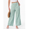 image:imageANRABESS Womens Gingham Pants Checkered Plaid Striped Boxer Wide Leg Palazzo Pants Lounge PJ Bottoms Trousers with PocketsGreen White Plaid