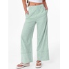 image:imageANRABESS Womens Gingham Pants Checkered Plaid Striped Boxer Wide Leg Palazzo Pants Lounge PJ Bottoms Trousers with PocketsGreen White Stripe
