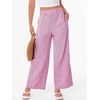 image:imageANRABESS Womens Gingham Pants Checkered Plaid Striped Boxer Wide Leg Palazzo Pants Lounge PJ Bottoms Trousers with PocketsHot Pink White Plaid