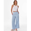image:imageANRABESS Womens Gingham Pants Checkered Plaid Striped Boxer Wide Leg Palazzo Pants Lounge PJ Bottoms Trousers with PocketsLight Blue White Plaid