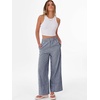 image:imageANRABESS Womens Gingham Pants Checkered Plaid Striped Boxer Wide Leg Palazzo Pants Lounge PJ Bottoms Trousers with PocketsNavy Blue White Plaid
