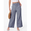 image:imageANRABESS Womens Gingham Pants Checkered Plaid Striped Boxer Wide Leg Palazzo Pants Lounge PJ Bottoms Trousers with PocketsNavy Blue White Plaid