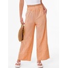 image:imageANRABESS Womens Gingham Pants Checkered Plaid Striped Boxer Wide Leg Palazzo Pants Lounge PJ Bottoms Trousers with PocketsOrange White Plaid