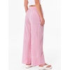 image:imageANRABESS Womens Gingham Pants Checkered Plaid Striped Boxer Wide Leg Palazzo Pants Lounge PJ Bottoms Trousers with PocketsPink White Plaid