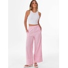 image:imageANRABESS Womens Gingham Pants Checkered Plaid Striped Boxer Wide Leg Palazzo Pants Lounge PJ Bottoms Trousers with PocketsPink White Plaid