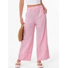image:imageANRABESS Womens Gingham Pants Checkered Plaid Striped Boxer Wide Leg Palazzo Pants Lounge PJ Bottoms Trousers with PocketsPink White Plaid