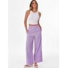 image:imageANRABESS Womens Gingham Pants Checkered Plaid Striped Boxer Wide Leg Palazzo Pants Lounge PJ Bottoms Trousers with PocketsPurple White Plaid
