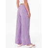 image:imageANRABESS Womens Gingham Pants Checkered Plaid Striped Boxer Wide Leg Palazzo Pants Lounge PJ Bottoms Trousers with PocketsPurple White Plaid