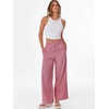 image:imageANRABESS Womens Gingham Pants Checkered Plaid Striped Boxer Wide Leg Palazzo Pants Lounge PJ Bottoms Trousers with PocketsRed White Plaid
