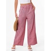 image:imageANRABESS Womens Gingham Pants Checkered Plaid Striped Boxer Wide Leg Palazzo Pants Lounge PJ Bottoms Trousers with PocketsRed White Plaid