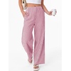 image:imageANRABESS Womens Gingham Pants Checkered Plaid Striped Boxer Wide Leg Palazzo Pants Lounge PJ Bottoms Trousers with PocketsRed White Stripe