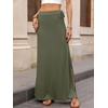image:imageANRABESS Womens Maxi Skirts High Waisted 2026 Summer Boho Floral Beach Flowy Side Slit Long Skirt with Adjustable DrawstringArmy Green