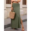 image:imageANRABESS Womens Maxi Skirts High Waisted 2026 Summer Boho Floral Beach Flowy Side Slit Long Skirt with Adjustable DrawstringArmy Green