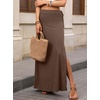image:imageANRABESS Womens Maxi Skirts High Waisted 2026 Summer Boho Floral Beach Flowy Side Slit Long Skirt with Adjustable DrawstringBrown