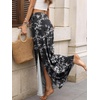 image:imageANRABESS Womens Maxi Skirts High Waisted 2026 Summer Boho Floral Beach Flowy Side Slit Long Skirt with Adjustable DrawstringFloral Black