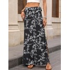image:imageANRABESS Womens Maxi Skirts High Waisted 2026 Summer Boho Floral Beach Flowy Side Slit Long Skirt with Adjustable DrawstringFloral Black