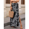 image:imageANRABESS Womens Maxi Skirts High Waisted 2026 Summer Boho Floral Beach Flowy Side Slit Long Skirt with Adjustable DrawstringFloral Black