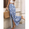 image:imageANRABESS Womens Maxi Skirts High Waisted 2026 Summer Boho Floral Beach Flowy Side Slit Long Skirt with Adjustable DrawstringFloral Royal Blue