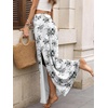 image:imageANRABESS Womens Maxi Skirts High Waisted 2026 Summer Boho Floral Beach Flowy Side Slit Long Skirt with Adjustable DrawstringFloral White