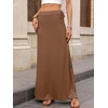 image:imageANRABESS Womens Maxi Skirts High Waisted 2026 Summer Boho Floral Beach Flowy Side Slit Long Skirt with Adjustable DrawstringKhaki