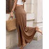 image:imageANRABESS Womens Maxi Skirts High Waisted 2026 Summer Boho Floral Beach Flowy Side Slit Long Skirt with Adjustable DrawstringKhaki