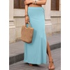 image:imageANRABESS Womens Maxi Skirts High Waisted 2026 Summer Boho Floral Beach Flowy Side Slit Long Skirt with Adjustable DrawstringLight Blue